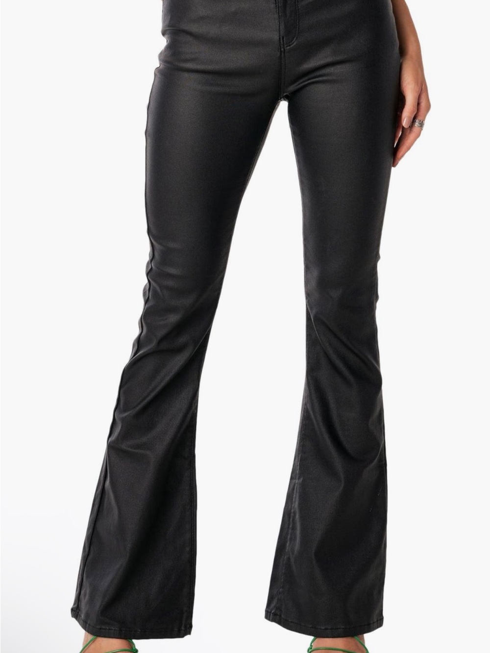 Edikted Black Faux Leather Boot Cut Pants